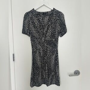Maje Black & White Spotted Mini Dress S – Chic, Short Sleeve, Flattering Fit